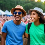 자기 주도 학습을 위한 자원 관리 전략 - **Prompt 1:** A joyful, diverse group of young adults, approximately 18-22 years old, enjoying a vib...